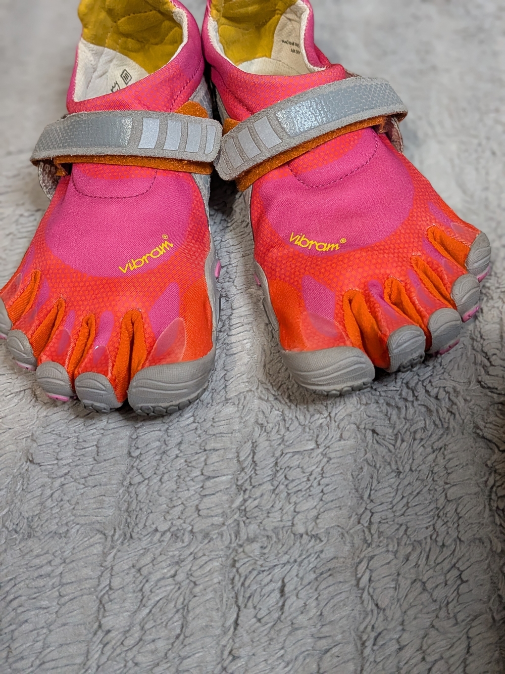 Vibram FiveFingers Pink Orange Gray Strap Minimalist Shoes - Picture 9 of 10